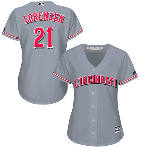 Reds #21 Michael Lorenzen Grey Road Women's Stitched MLB Jersey - Click Image to Close